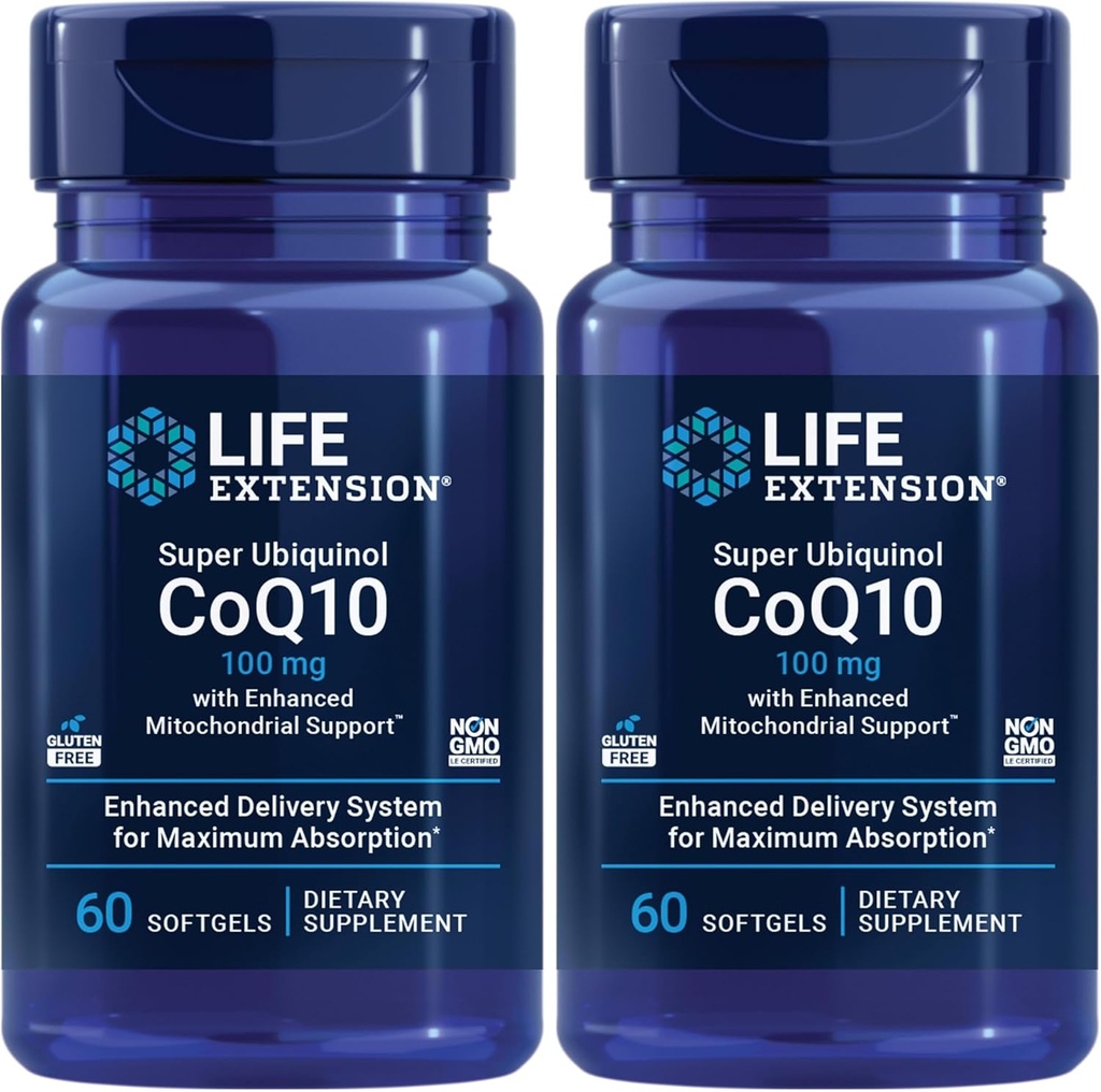 Super Ubiquinol CoQ10 con soporte Mitocondrial mejorado, ubiquinol CoQ10, shilajit, potente salud del corazón &amp; soporte de producción de energía celular, ultraabsorbable, sin gluten, 60 softgel