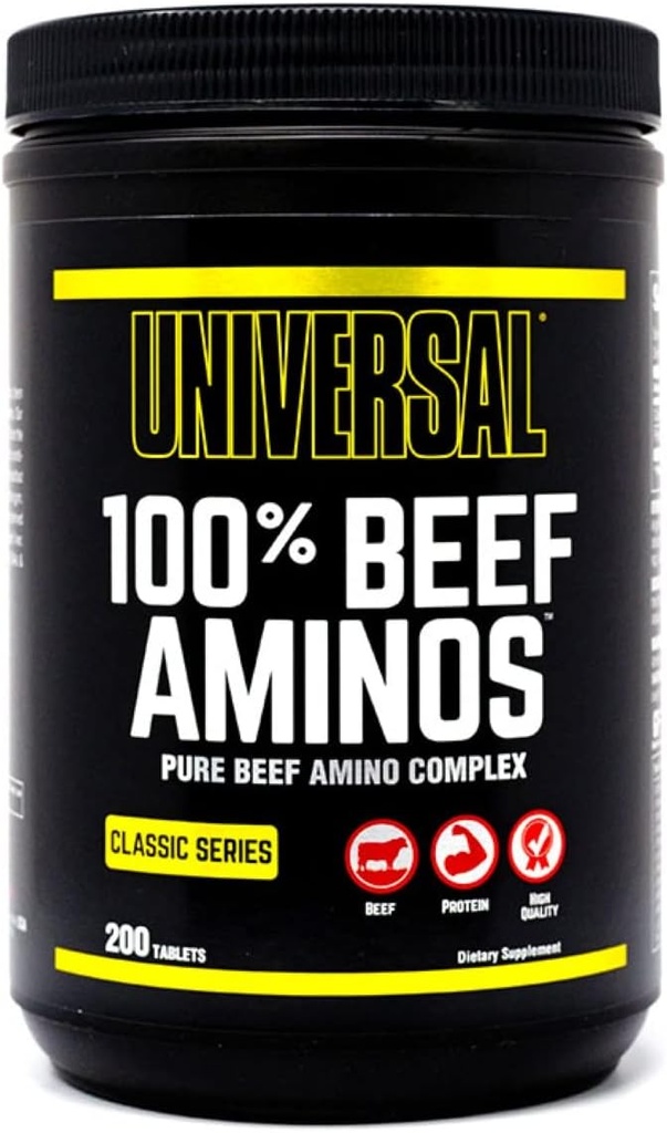 Universal 100% Beef Aminos Tablets ← Pure Beef Amino Complex ← Full Spectrum EAAs, BCAAs " Protein from Beef Protein Isolate " Pure Desiccated Argentine Beef Liver ← 66 Servings, 200 Tablets