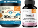 Sandhu's Pure Bovine Colostrum Powder Supplement for Humans &amp; Beauty5 Vegetarian Capsules sometido Immune, Gut, Muscle, Hair, Skin and Nail Health Support durable Non-GMO