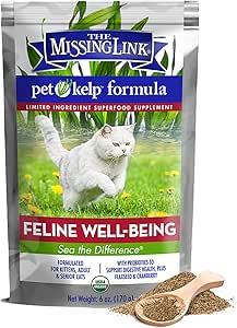 The Missing Link Pet Kelp Feline Well-Being 6oz Superfood Powdered Suplemento, Organic & Limited Ingredient Formula for Digestive &amp; Global Health of Cats