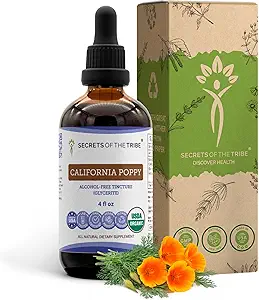 California Poppy USDA Organic Tincture ← Alcohol-FREE Extract, High-Potency Herbal Drops  Made from 100% Certified Organic California Poppy (Eschscholzia Californica) Dried Herb and Flower 4 oz