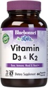 Bluebonnet Nutrition Vitamin D3 &amp; K2, Soy-Free, for Strong-Healthy Bones*, Gluten-Free, Dairy-Free, Kosher Certified, Vegetarian, 60 Vegetable Capsules, 60 Servidores