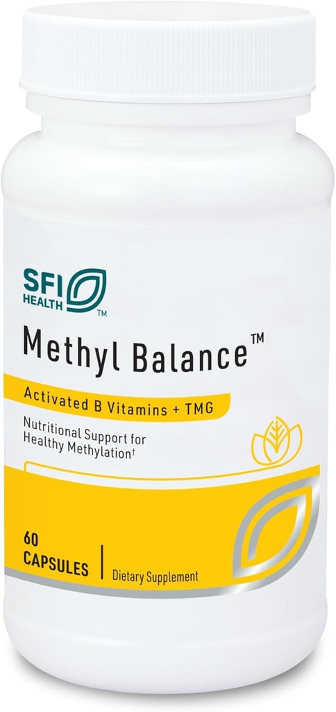 Klaire Labs SFI Health Methyl Balance - Activated Vitamin B + Trimethyglycine Suplemento - Metafolin Methyl Folate, Betaine TMG, Vitamin B2, B6 & 12 - Support Healthy Energy Levels (60 Capsules)