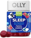OLLY Kids Sleep Gummy, 0.5mg Melatonin, L Theanine, Chamomile, y Lemon Balm, Childrens Chewable Supplement, Raspberry - 50 Count