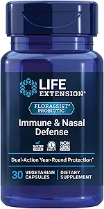 Life Extension FLORASSIST® Immune & Nasal Defense, L. rhamnosus CRL1505, Immune Response, Healthy Nasal Airflow, Seasonal Support, Gluten-Free, Non-GMO, 1 Daily, Vegetarian, 30 Capsules