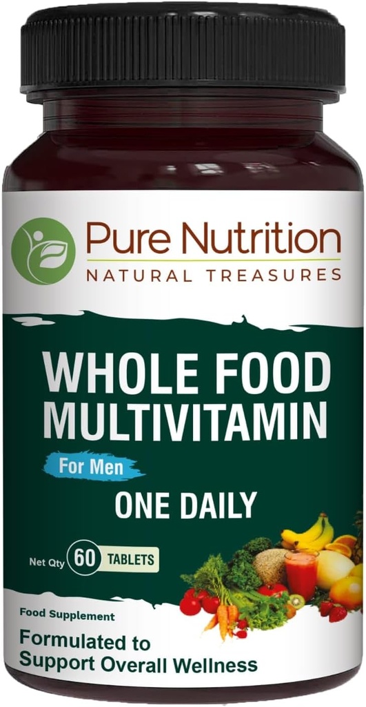 Nutrición Pura Multivitaminas Alimentarias para Hombres TENIDO 60 Tabs ANTE One-A-Day TEN 100% RDA ← 24 Vitaminas y Minerales Naturales TEN TODO Multivitamina de Hombres Basados en Plantas Naturales