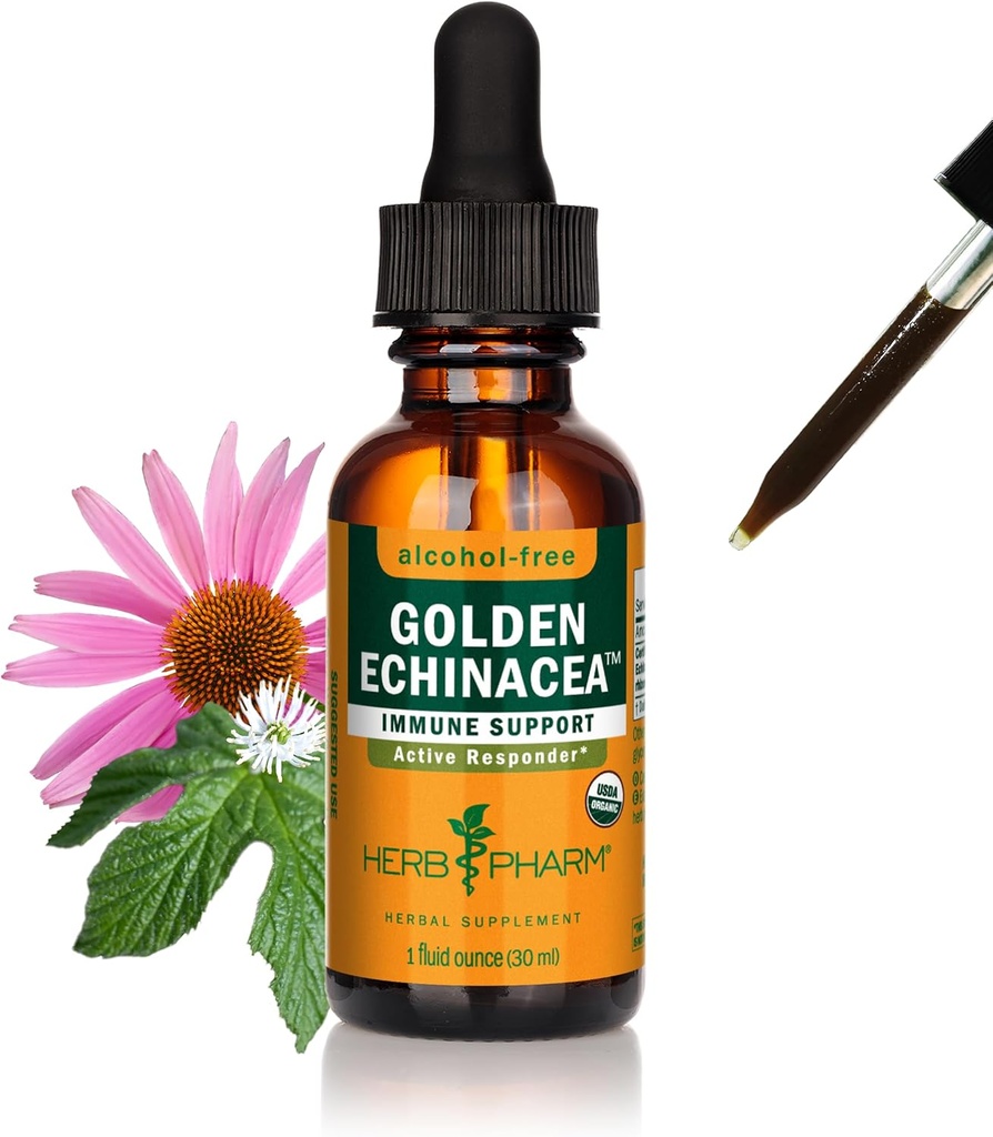 Herb Pharm Certified Organic Golden Echinacea Líquido Extracto para Immune System Support - 1 onza (DGOLDEN01)