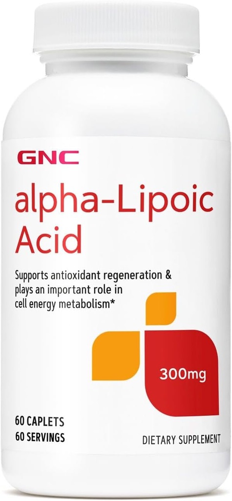 GNC Alpha-Lipoic Acid 300mg, juega un papel importante en el metabolismo de energía celular, 60 cuenta
