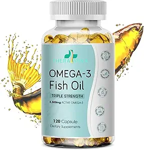 Triple Strength Wild Alaskan Omega-3 2500mg + EPA 1,300mg + DHA 1,200mg, Supplement for Heart and Joint Health, 120 Softgels 60 Day Supply