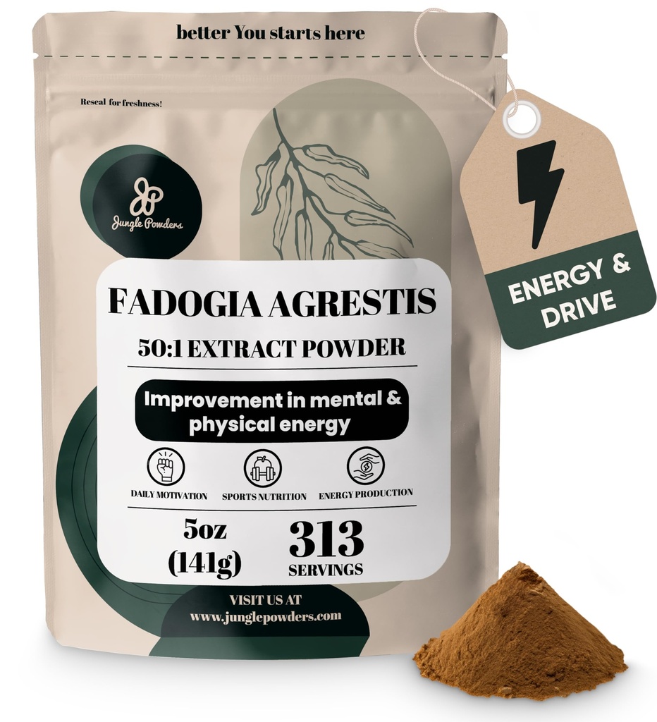 Powders de la selva Fadogia Agrestis Extracto para Hombres 50:1 Concentración 313 Servimientos - 5 onzas de pura Fadogia Nigeriana Suplemento Hombres Tradicionales Salud Apoyo para la Conducción &amp; Pasión Contiene Maltodextrin