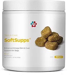 Pet Parents® Skin &amp; Coat SoftSupps® Dog Skin and Coat Supplement with Omega 3 Fish Oil for Dogs, Vitamin E for Dogs, and Biotin for Dogs for Dog Itch Relief, Dog Skin Care, 90ct Skin Vitamins for Dogs