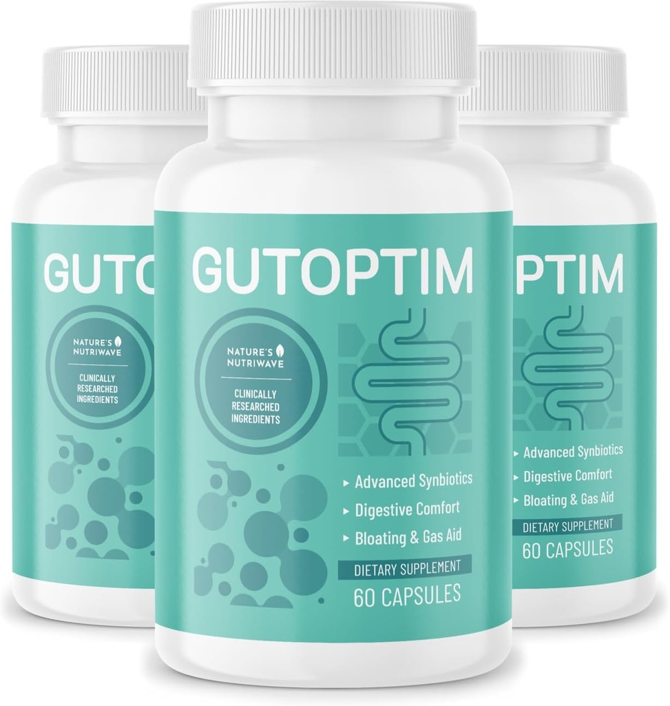 GutOptim Probióticos " Prebióticos Capsules tóxicos Pre y Probióticos para la salud sinbiótica " Bloating Relief for Women " Men TEN Enzyme with Probiotics for Digestive Health TEN Non-GMO, 60 Ct, 3 Month Supply
