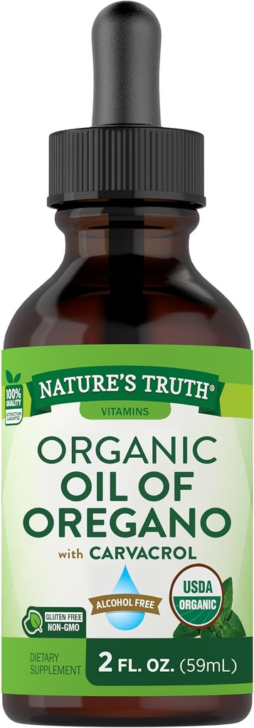 La verdad de la naturaleza Óleo Orgánico de Oregano gotas líquidas TENIDO 2 fl oz TENIDO Mediterráneo y Oregano Salvaje Suplemento Silencioso No GMO &amp; Gluten Gratis