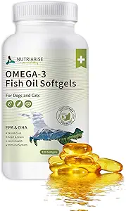 Omega 3 Aceite de pescado para perros y gatos, Perro &amp; Gato Aceite de pescado Suplemento de mascotas, Esquí y Carne Suplemento para la cama, Esquí seco y alergias, Rico en EPA &amp; DHA con ácidos grasos Omega 3