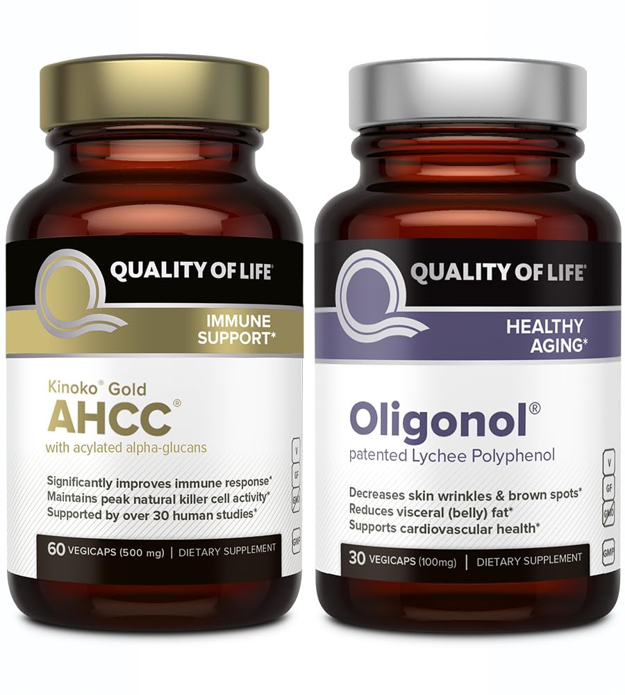 Características de la calidad de vida Kinoko Gold AHCC y Oligonol Lychee Extract - Immune Support Healthy Aging Bundle