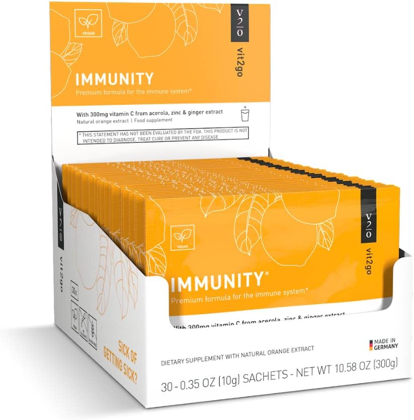 Polvo de Booster Inmunity, Booster de Inmunidad Vegan con Vitamina D, A, B, C, &amp; K, NRV Zinc, Plus Extracto de Ginger (30 Pack)