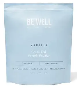 Be Well by Kelly Vanilla Grass-Fed Beef Protein Powder, 23G de Protein " Zero Carbs (3 Ingredientes, 30 Servings) 9 Aminoácidos + 3 BCAAs No Soy, No Dairy, Stevia-Free, No Sugar Añadido 1,87lb 849g