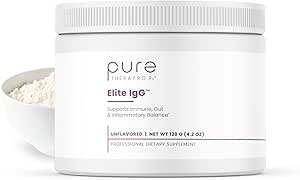 Pure Therapro Rx Elite IgG Immunoglobulin Supplement Powder, 60 Servings, 1100 mg IgG, IGA & IgM Serum Derived Immunoglobulins, Unflavored, Gluten, Dairy &amp; GMO Free Colostrum Supplement Alternative