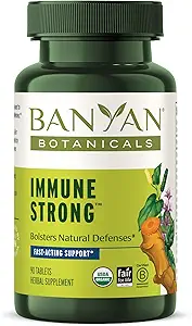 Banyan Botanicals Immune Strong – Suplemento Orgánico con Turmeric ' Tulsi ­– Fórmula ayurvédica que apoya las defensas naturales del cuerpo* – 90 Tabletas – No GMO Sosteniblemente Fuente Vegan