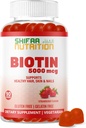 SHIFAA NUTRITION Vegan Biotin Gummies for Adult &amp; Kids TEN 90 Gummies TEN 5000 mcg 45 Servings ← Non-GMO TEN Gluten, Gelatin, Peanuts, Egg &amp; Dairy Free ← Biotin Gummy Vitamins for Hair, Skin & Nails Halal