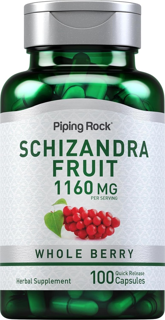 Piping Rock Schizandra Berry Fruit Capsules 1160mg ← 100 Cuenta ← Non-GMO, Gluten Free Supplement
