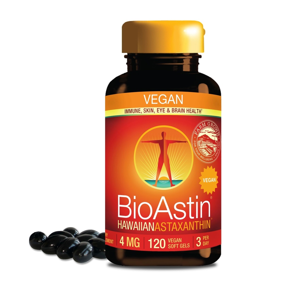 Nutrex Hawaii BioAstin Hawaiian Astaxanthin - Vegan - 4mg Customizable Dosage, 120 Softgels - Antioxidant Support for Skin & Immune Health - Premium Microalgae Grown in Kona - Non-GMO & Gluten-Free