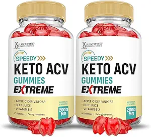Laboratorios justificados (2 Pack Speedy Keto ACV Gummies Extreme 2000MG Speedy Keto Gummies Advanced Formula Apple Cider Vinegar con Pomegranate Beet Juice Powder B12 Vegan Non GMO 60 Gummys