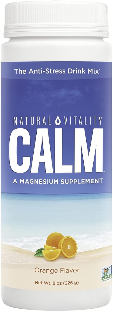 Natural Vitality Calm, Suplemento Magnesio, Anti-Stress Drink Mix Powder, Original, Orange - 8 Ounce (Packaging May Vary)