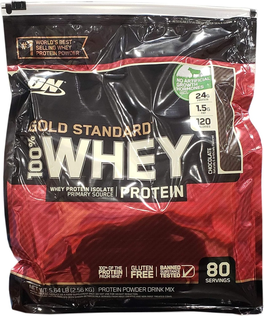 Optimum Nutrition 100 % Whey Chocolate Gold Standrad, 5.64 libras