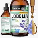 BIO KRAUTER Lobelia Tincture for Lung Cleanse & Detox - Pure Vegan Lobelia Herb Liquid Extract - 4 Fl.Oz 168 Days of Supply - Respiratory Support Supplement - Alcohol &amp; Sugar Free, Non-GMO