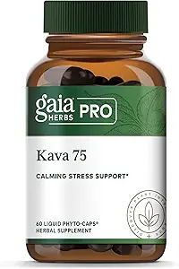Gaia Herbs PRO Kava 75 - Suplemento de Apoyo al Estrés - Ayuda a un sentido de calma y relajación - 60 líquido Phyto-Caps