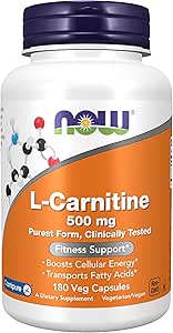 AHORA Suplementos de alimentos, L-Carnitina 500mg, Formulario más puro, Aminoácidos, Apoyo Fitness*, 180 cápsulas de Veg