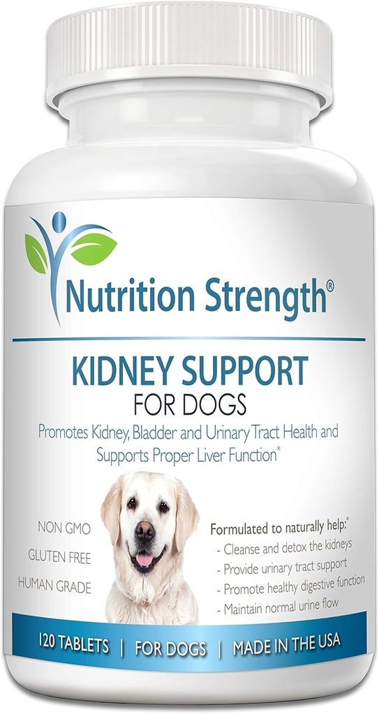 Apoyo al riñón para perros - Suplemento de salud renal, vejiga y tracto urinario, además de apoyo inmunitario y digestivo, con arándano orgánico y astragalus, 120 tabletas chewable