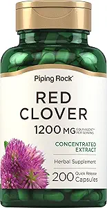 Piping Rock Red Clover 1200mg  200 Capsules ← Herbal Suplemento  Blossom Extract ← Non-GMO, Gluten Free