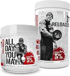 5% Nutrición Rich Piana Bundle confidencialidad AllDayYouMay BCAA Powder + Kill It Reloaded High-Stim Pre-Workout (Fruit Punch)