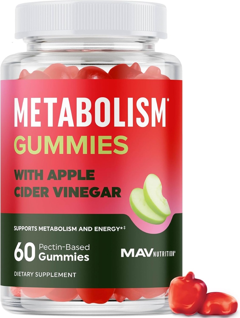 Metabolismo Gummies with Apple Cider Vinegar tóxico Energía, Digestión &amp; Lean Body Mass Support ← Apple Cider Vinegar Gummies with The Mother, B12 &amp; Folate peru Metabolism Support for Women &amp; Men TEN 60 Ct.