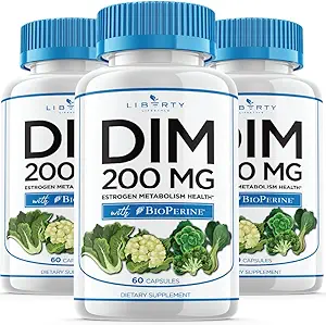 DIM Supplement 200mg - DIM Diindolylmethane Plus BioPerine - Estrogen Balance, Hormone Menopause Relief, Acne Treatment, Vegan - 180 Count