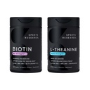 Investigación Deportiva Vegan Biotina 10.000mcg con aceite de coco Max Strength Vitamin B7 120 Softgels (4 mes de suministro) y doble fuerza L-Theanine Suplemento para Focus, Relax &amp; Alertness 200mg 60 Con