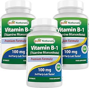 Mejores Naturales Vitamina B1 como Mononitario de Thiamine 100 mg Tablas (120 Cuenta (Pack of 3))