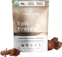 Sprout Living, Epic Protein, Plant Based Protein & Superfoods Powder, Full Coffee TEN 20 Grams Organic Protein Powder, Adaptogens, Mushrooms, Vegan, Non-GMO, Gluten Free (1 Libra, 12 Servings)