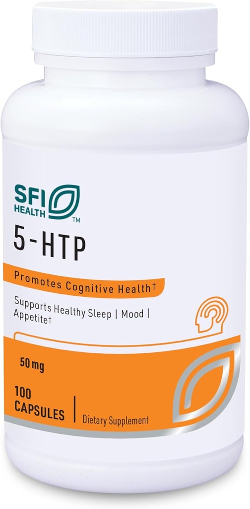Klaire Labs SFI Health 5-HTP 50 mg - Hypoallergenic 5-HTP de Griffonia Seed Extract - Hydroxytryptophan Serotonin Support Supplement to Promote Mood (100 cápsulas)