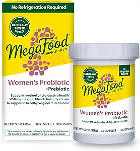 MegaFood Womens Probiótico + Prebiótico - Prebióticos sin gluten y Probióticos para Mujeres, apoya la salud digestiva y la regularidad, Probióticos vaginales para niveles de pH saludables, vegetarianos - 30 cápsulas