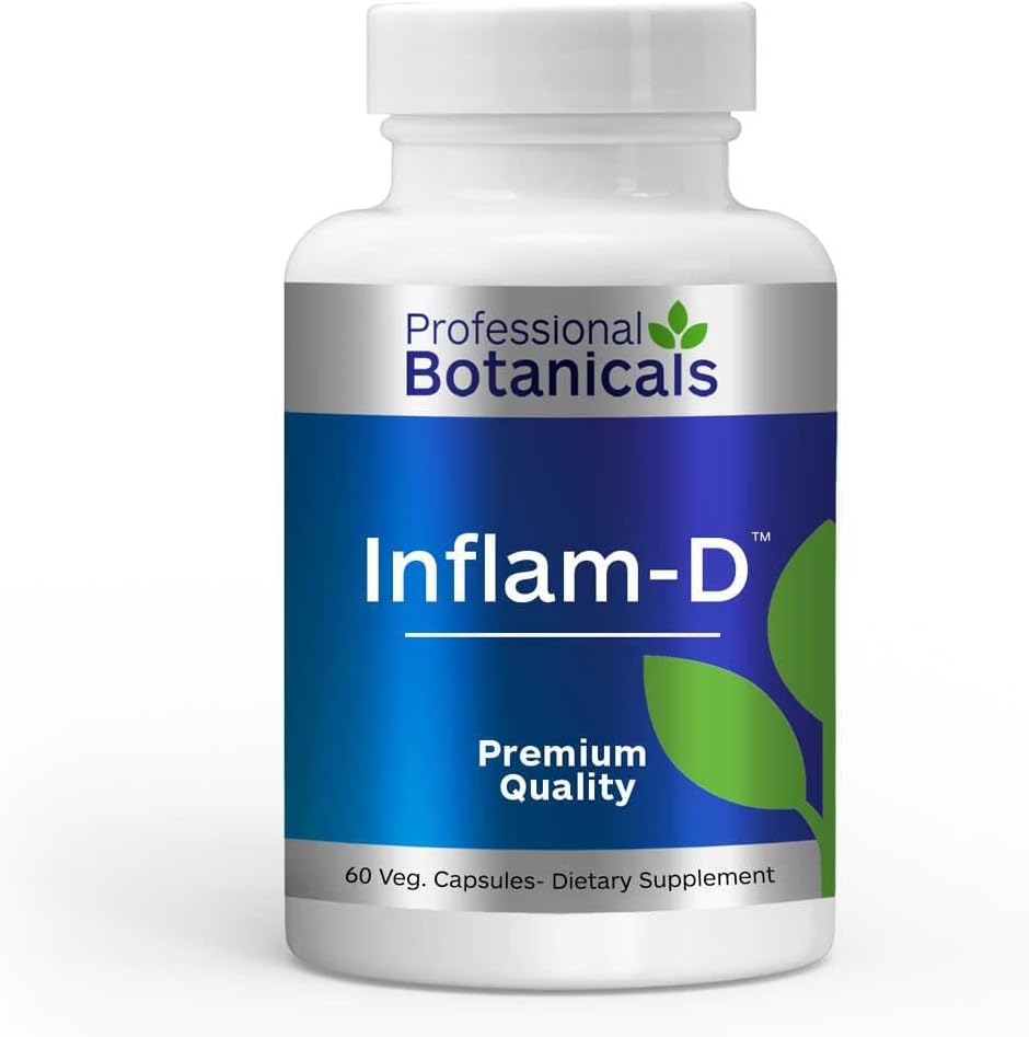 Botánicos profesionales INFLAM-D Advance Joint &amp; Muscle Health Supplement, Non-GMO, Vegan – 60 cápsulas