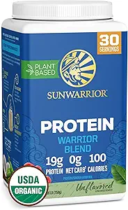 Vegan Organic Protein Powder Planta-basada en BCAA Amino Acids Hemp Seed Soy Free Dairy Gluten Free Synthetic Free NON-GMO ← Unflavored 30 Servings ¦ Warrior Blend by Sunwarrior