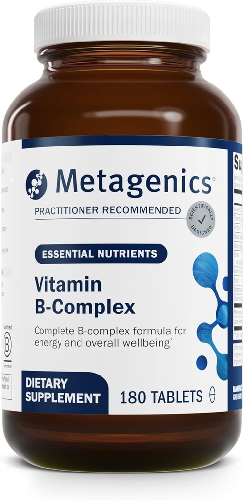 Metagenics Vitamina B-Complex - Active B6 &amp; B12 Vitaminas con folato - Apoya Metabolismo energético, respuesta al estrés, equilibrio Homocysteine " Nervous System Health - Vegetarian " Gluten-Free - 180 Tablets