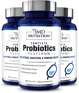 1MD Probióticos completos Platinum ← Apoya la Salud Digestiva Silencioso con Prebióticos de Nutrición, 51 Billion Live CFU, 11 Strains, Dairy-Free TEN 30 cápsulas vegetales (3-Pack)