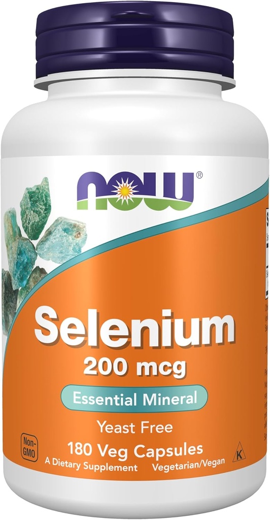 AHORA Suplementos de alimentos, Selenio (L-Selenomethionine) 200 mcg, Mineral esencial*, 180 cápsulas de verduras