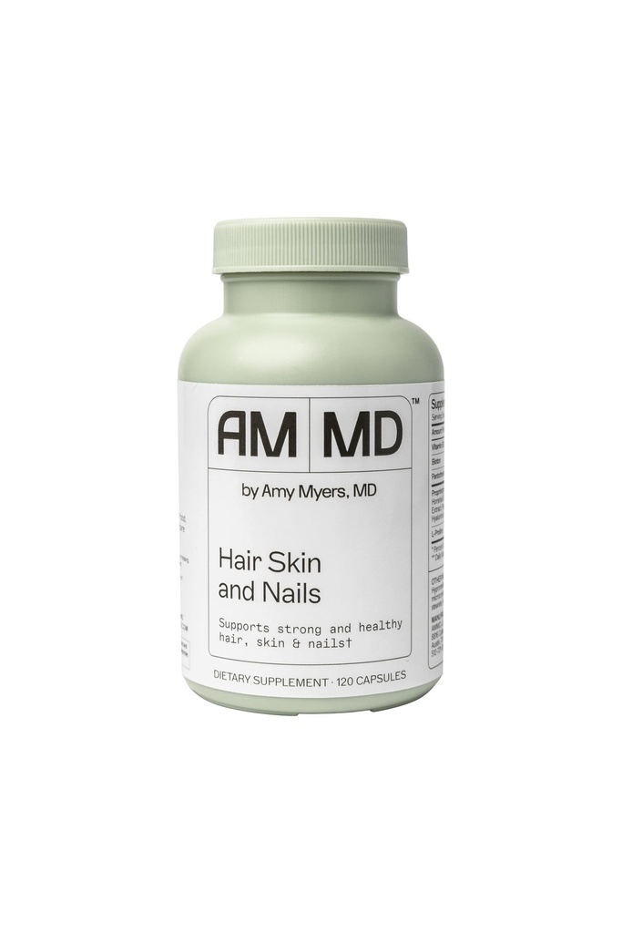 Amy Myers MD Hair Skin and Nails - Supports Strong Hair, Radiant Skin & Healthy Nails - L-Proline, Horsetail, Hyaluronic Acid - Gluten-Free - 120 Capsules (30 Servings)