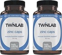 Twinlab Zinc Caps - Immune Support Supplement - Zinc Picolinate & Gluconate - Suplemento de Defensa Inmunitaria, Esquí sano, Síntesis de ADN, Metabolismo y Crecimiento - 30mg, 100 Caps - 2 Pack