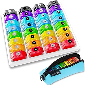 Organizador Mensual 1-Time a-Day: 30 Day Pill Organizer with Labels, Portable Mensual Pill Box, Month Pill Holder ith Portable Zipper Bag for Vitamin, Medicine, Fish Oil, Supplements